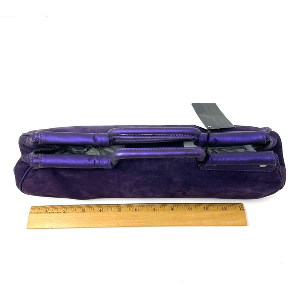 DONALD J. PLINER dark plum suede baguette bag, made in Italy, NWT - Picture 11 of 12